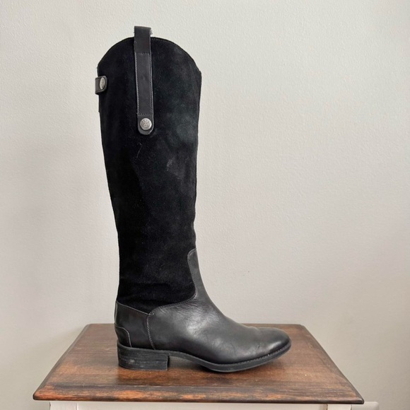 Black Suede Leather Riding Boot - Picture 1 of 7